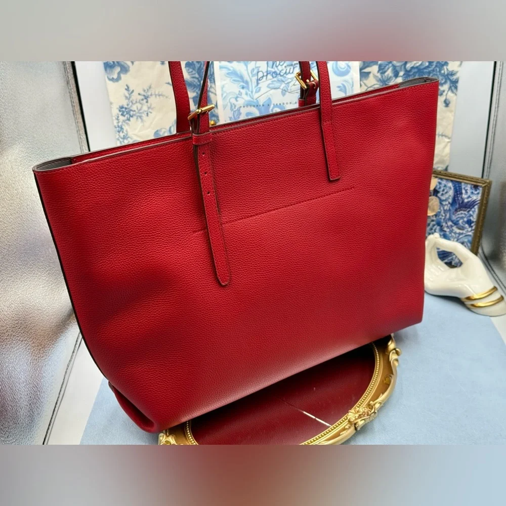 🆕 OROTON 🧿 NWOT Margot Medium Zip Tote Bag, Red Leather
